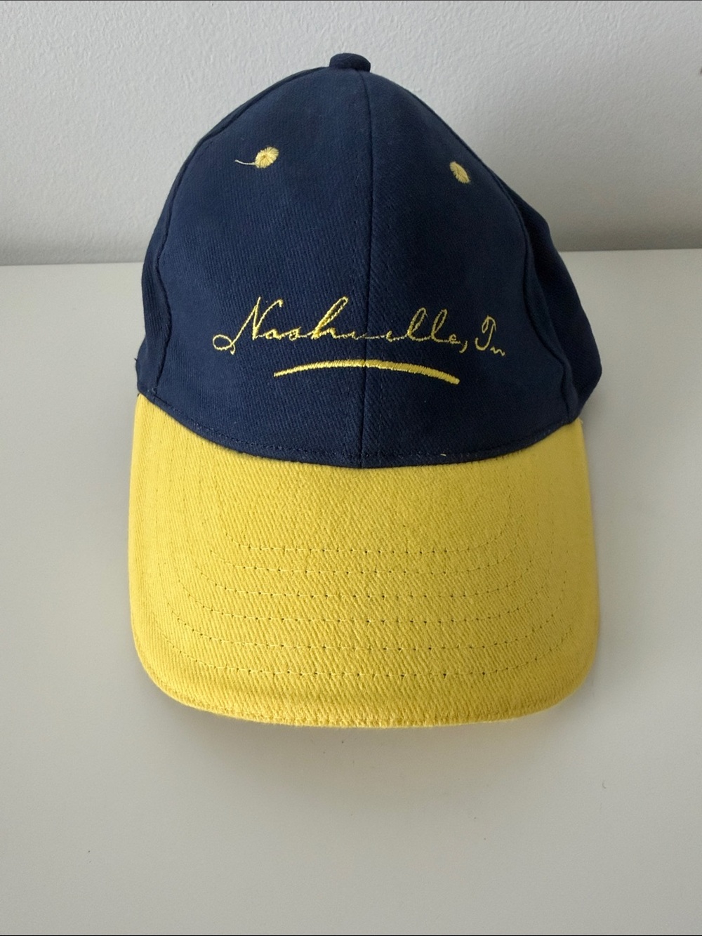 Nashville Script Two-Tone Kids Baseball Cap - Navy & Yellow